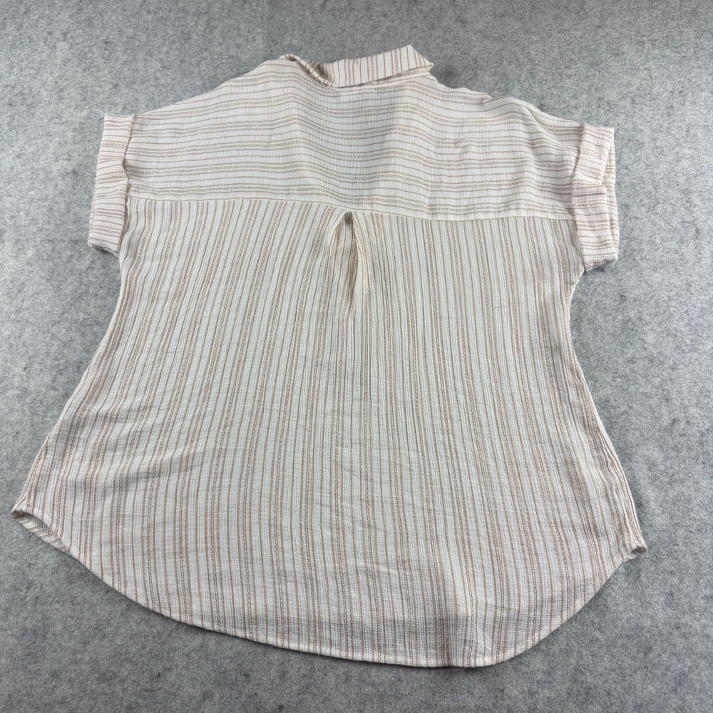 Women’s Beige Perch by Blu Pepper Striped Collared Pintuck Detail Top Size 1X - Picture 14 of 14
